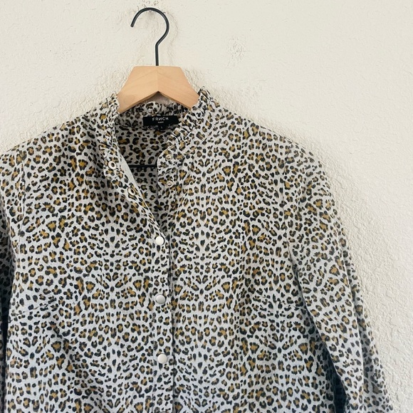 FRNCH Leopard Print Button-Up Blouse - Black and Brown - Picture 8 of 12